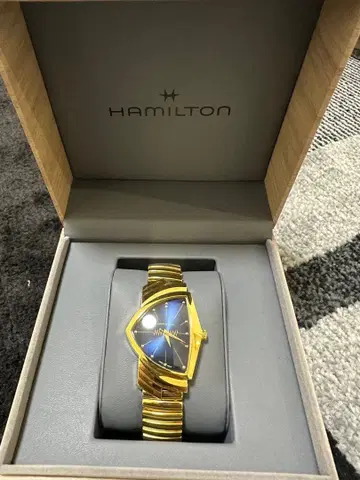 해밀턴 벤츄라 시계 골드 다이얼 파랑