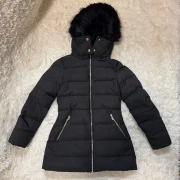 ZARA 다운 자켓 페더 코트 블랙