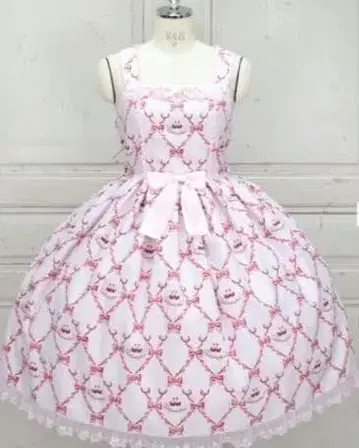 metamorphose Dressy Ribbon 오버롤 스커트 핑크