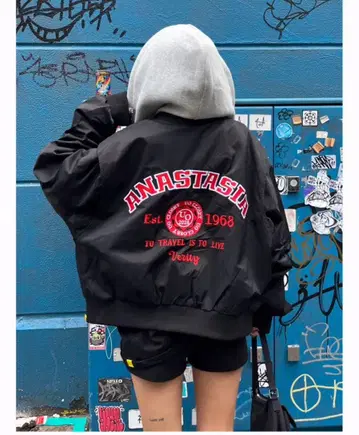 마이네이 miney ANASTASIA 레이어드 후디 바시티 자켓