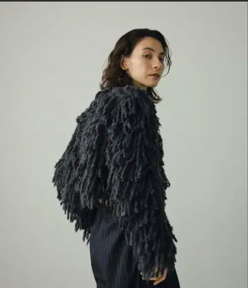 anuke [] 루프 프린지 니트 차콜 그레이