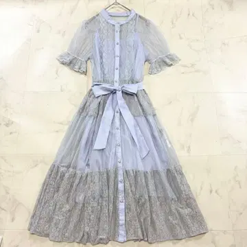 axes femme 포에틱 도트 튤 x 레이스 OP 블루