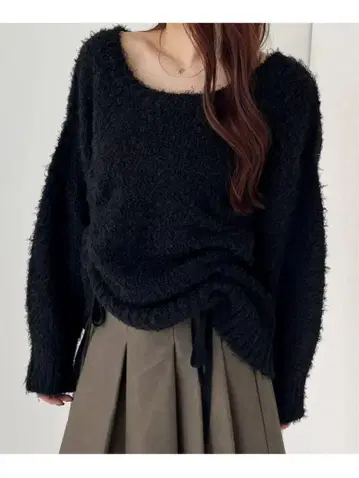 Heather 드로스트 니트 블랙