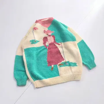 빈티지 걸 여성 니트 절개 C9