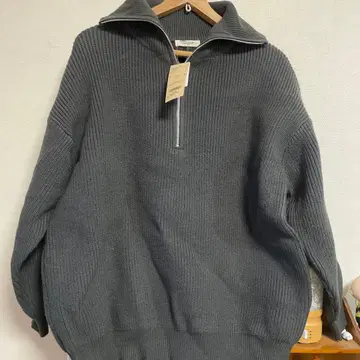 스튜디오 클립 그레이 니트 하이넥 집업