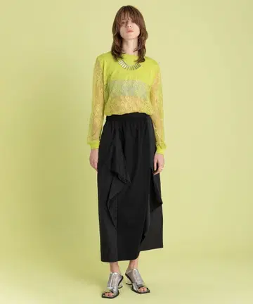 [새상품급] AULA AILA 타프타 콤비네이션 벌룬 스커트