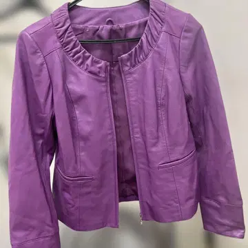 보라색 크루넥 가죽 자켓 사이즈 7