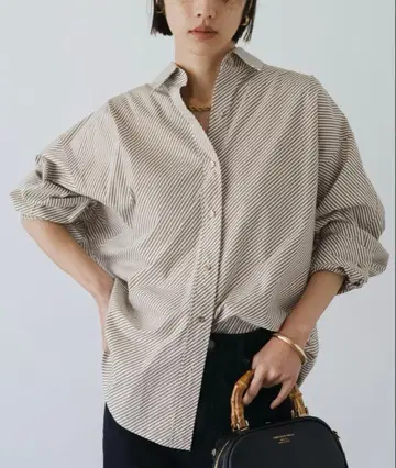 라운지 드레스 바이어스 스트라이프 셔츠