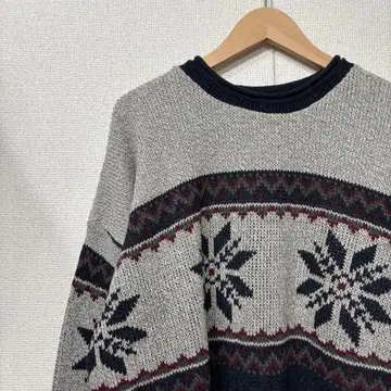 미국 빈티지 의류 코튼 니트 스웨터 자카드 패턴 L 2980