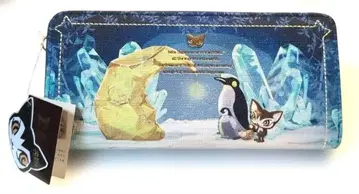 북극 동물 디자인 장지갑 그라데이션 블루