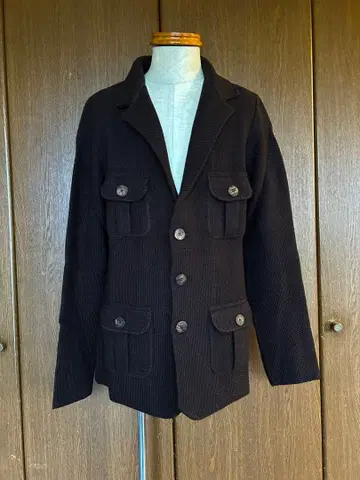 ALBARENA 남성용 브라운 포켓 부착 사파리 자켓 이탈리아제