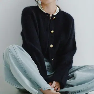 캐시미어 블렌드 노카라 니트 자켓