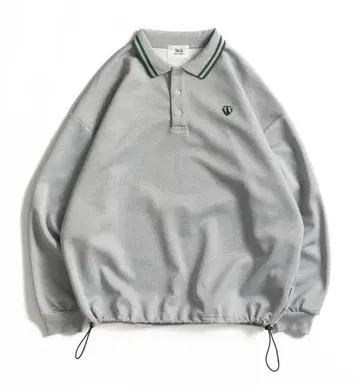 그레이 피케 셔츠 드로 코드 포함