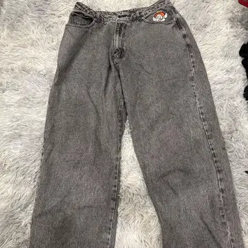 그레이 데님 팬츠 천사 자수 포함