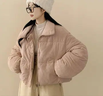 코듀로이 다운 자켓 핑크