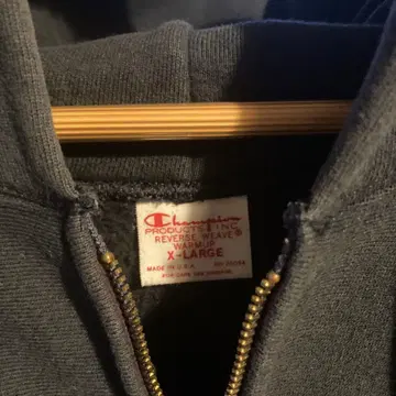 챔피온 챔피온 빨간색 택 지퍼 후드티 XL 네이비