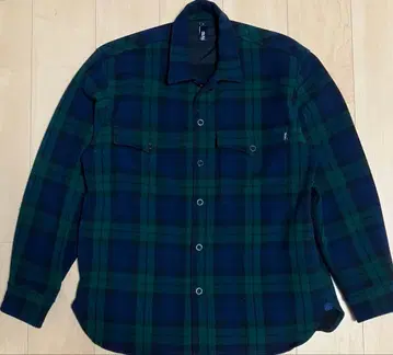 사이러스 그린 네이비 체크 긴팔 플란넬 셔츠 L