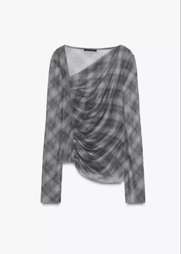 ZARA 자라 체크 무늬 튤 상의 완판템