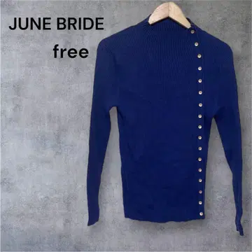 준브라이드 하이넥 니트 블루 긴팔 스웨터 F