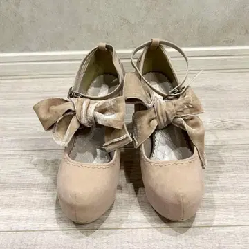 리즈리사 히메갸루 양산형 Y2K 레이스업 벨로아 리본 펌프스 M