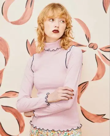 POPPY 터틀 리브 상의 핑크 아사기니뇨