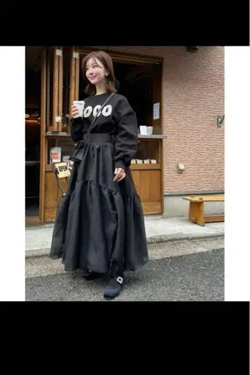 NOSTALGIA 오간자 스커트 블랙 미즈노 사에 콜라보