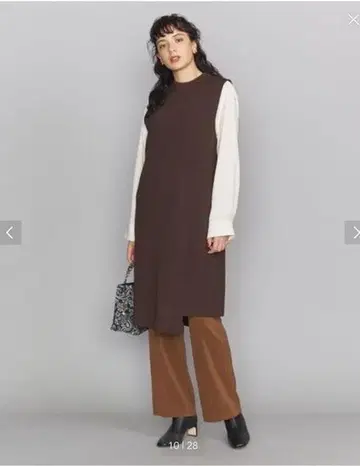 BEAUTYBEE&YOUTH 다크 브라운 슬리브리스 원피스