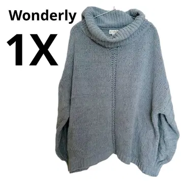 Wonderly [ 1X ] 터틀넥 니트 스웨터 스카이블루 긴팔 겨울