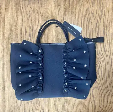 RATPURE 네이비 별 패턴 프릴 숄더백