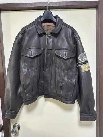 Jeep 가죽 자켓 브라운