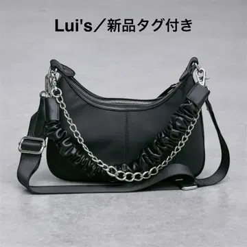 택 포함 새상품 Lui's 합성 가죽 나일론 콤비 하프문 백