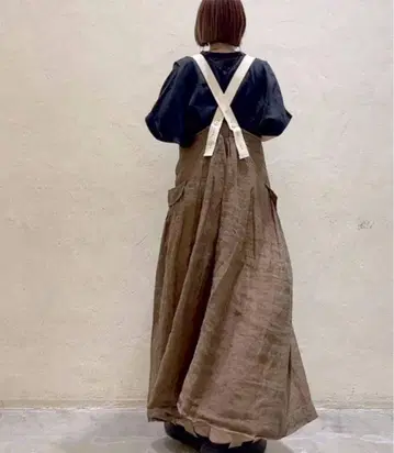 니코앤드 - 파인 린넨 트윌 오버롤 스커트 린넨 100% 브라운