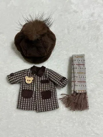 ob11 하운드투스 체크 코트 & 모자 3종 세트