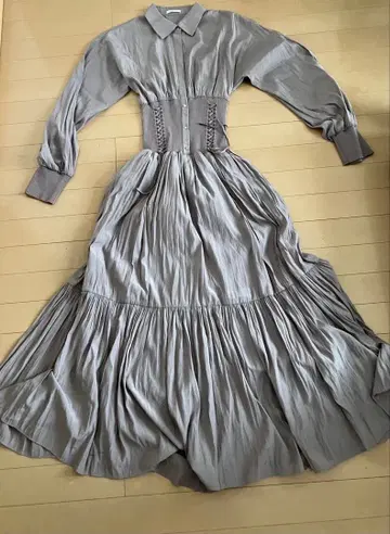 [ FRAY I.D ] 코르셋 디자인 셔츠 원피스 롱 기장 허리 마크