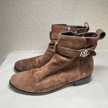 랄프 로렌 브라운 스웨이드 숏부츠 RL 로고 7.5B 약 24cm