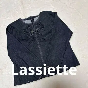 L'assiette 라셰트 다크 데님 노카라 자켓 꽃 [ 하자품 ]