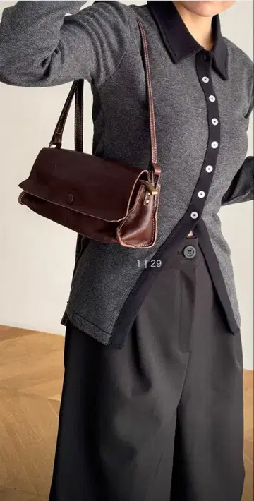 가죽 숄더백 브라운
