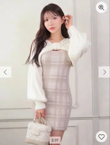 LIP SERVICE 리본 페더 앙상블 니트 원피스