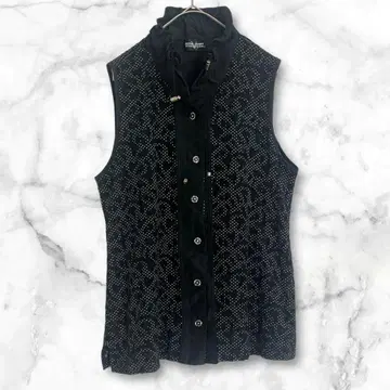 로얄 루디 블랙 슬리브리스 셔츠 베스트 비침 M~L 면 혼방