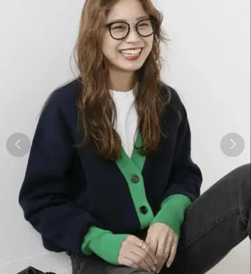 저널 스탠다드 레리움 더블 니트 대비 가디건 네이비 면