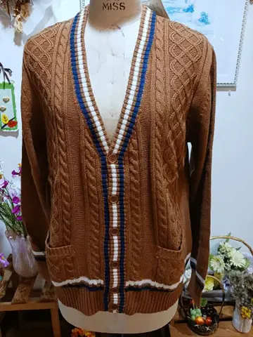 새상품 PINCPONC 핑크크 코튼 가디건 브라운/L