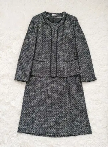 빅 사이즈 15호 에울큐브 트위드 자켓 스커트 수트 세트