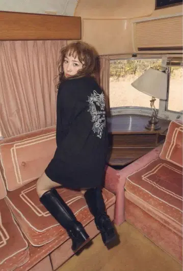 BUBBLES 하트 프린트 T셔츠 원피스 블랙