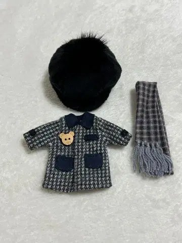 ob11 하운드투스 체크 코트 & 모자 3종 세트 네이비