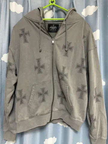 unknown 집업 후드티 그레이