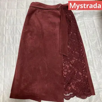 Mystrada 와인 레드 타이트 스커트 34