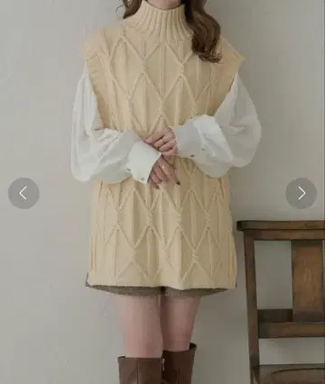 AmbreNeige 튜닉 기장 니트 베스트 [ 앞뒤 2WAY ]