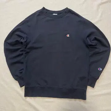 챔피온 맨투맨 트레이닝복 블랙 눈 있음 원포인트 자수