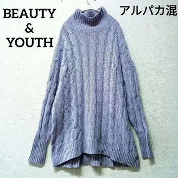 BEAUTY&YOUTH 케이블 짜임 스웨터 라벤더 알파카 프리