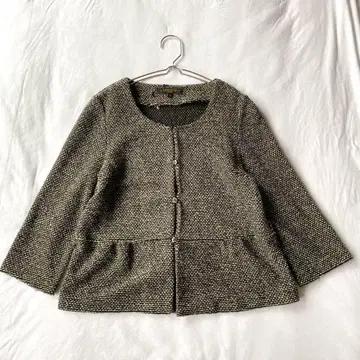 [라피스루체 빔즈] 트위드 노카라 자켓 가디건 7부 소매 M